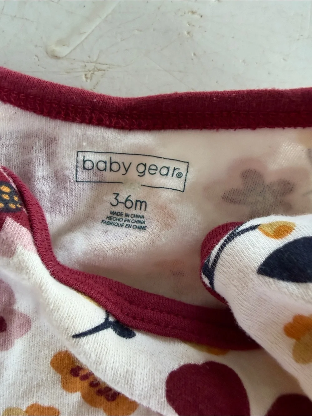 Baby Gear Floral Bodysuit & Pink Footed Pants Set - Burgundy Trim